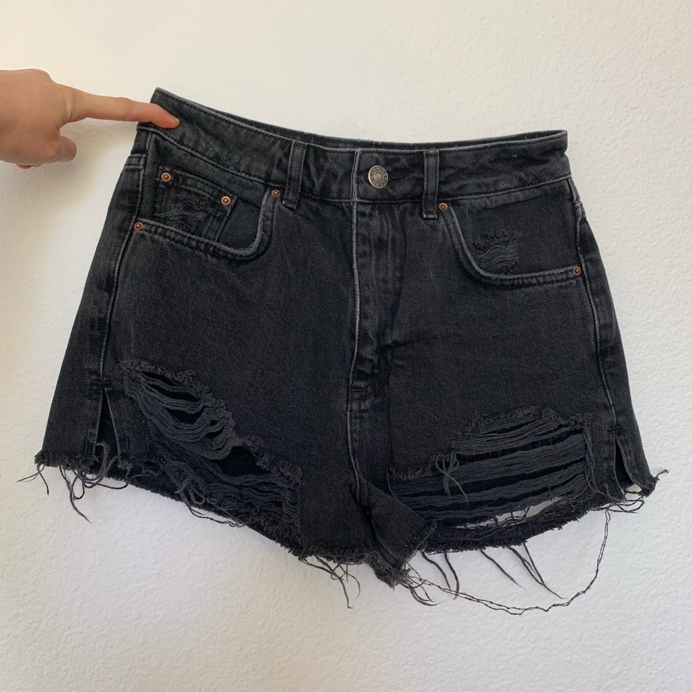 Topshop Black Distressed Shorts